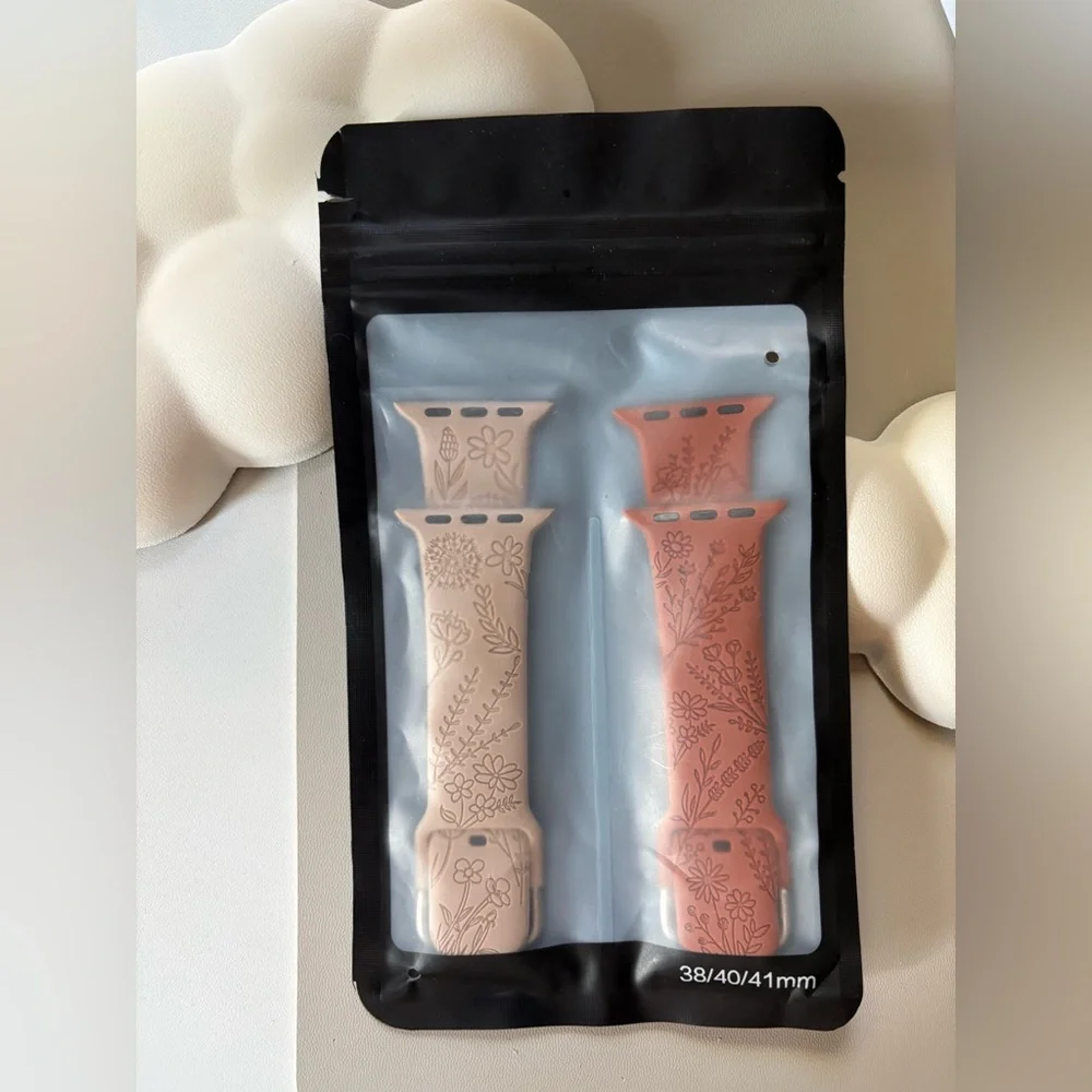 Apple Watch Bands in Pink and Cream with Floral Design